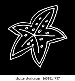 
Vector illustration. Close-up abstract starfish on isolated black background. Design for children's tattoos, coloring books, covers, clothing print.