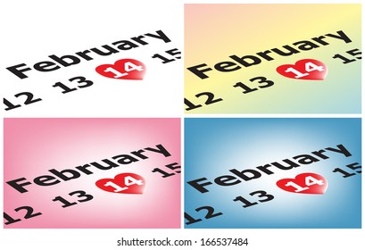 Vector illustration of a closeup calendar page showing February 14. Eps10. 