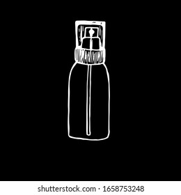 
Vector illustration. Close-up container for cosmetics on a black isolated background.