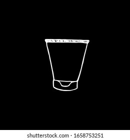 
Vector illustration. Close-up container for cosmetics on a black isolated background.