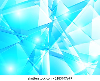 Vector illustration of closeup crushed blue thin ice with reflection for your abstract background.