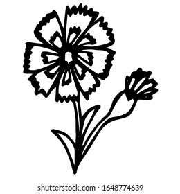
Vector illustration. Close-up of monochrome abstract wild flower on an isolated white background. Design for coloring books, covers, print clothes.