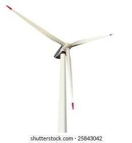 Vector illustration , close-up of a power generating wind turbine