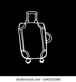 
Vector illustration. Close-up of a suitcase on a black isolated background. Cover design, clothing print.