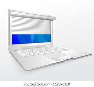 Vector illustration with closing roller shutters for security