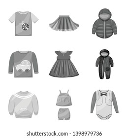 Vector illustration of cloth and apparel icon. Set of cloth and garment stock vector illustration.