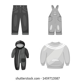 Vector illustration of cloth and apparel icon. Collection of cloth and garment stock symbol for web.