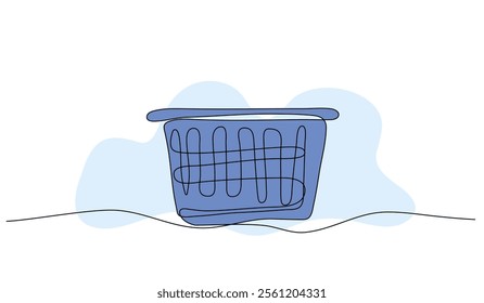 Vector illustration of clothes basket. Modern flat in continuous line style.