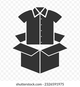 Vector illustration of clothes box icon in dark color and transparent background(PNG).