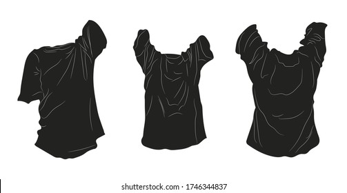 vector illustration of clothes, figure silhouette, vector, white background