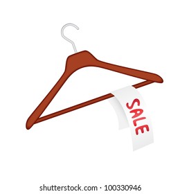 Vector illustration of clothes hanger with tag "sale"