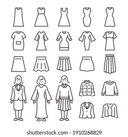 Vector Illustration. Clothes Icon Set.