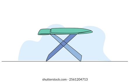 Vector illustration of clothes ironing table. Modern flat in continuous line style.