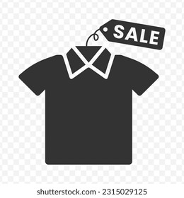 Vector illustration of clothes for sale icon in dark color and transparent background(PNG).