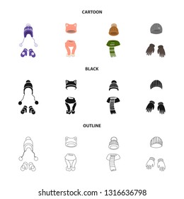Vector illustration of clothes  and texture icon. Set of clothes  and weather  vector icon for stock.