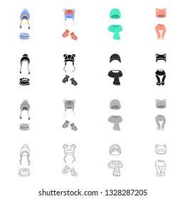 Vector illustration of clothes  and texture icon. Set of clothes  and weather  vector icon for stock.