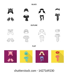 Vector illustration of clothes and texture icon. Set of clothes and weather stock vector illustration.