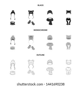 Vector illustration of clothes and texture icon. Set of clothes and weather stock vector illustration.