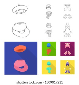 Vector illustration of clothes  and texture logo. Set of clothes  and weather  stock symbol for web.