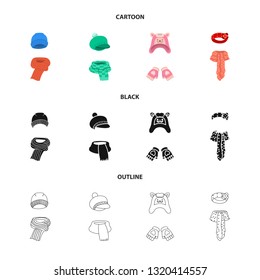 Vector illustration of clothes  and texture logo. Set of clothes  and weather  vector icon for stock.