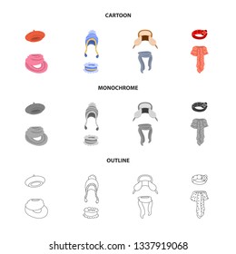 Vector illustration of clothes  and texture logo. Collection of clothes  and weather  vector icon for stock.