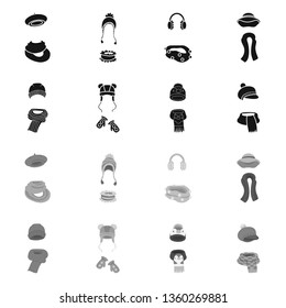 Vector illustration of clothes  and texture logo. Set of clothes  and weather  stock vector illustration.