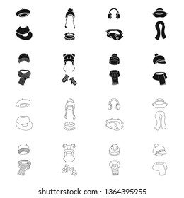 Vector illustration of clothes  and texture logo. Set of clothes  and weather  stock symbol for web.