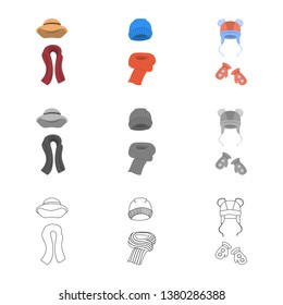 Vector illustration of clothes  and texture logo. Collection of clothes  and weather  vector icon for stock.