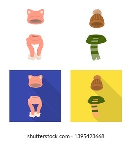 Vector illustration of clothes  and texture logo. Collection of clothes  and weather  stock vector illustration.