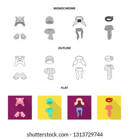 Vector illustration of clothes  and texture sign. Set of clothes  and weather  stock vector illustration.