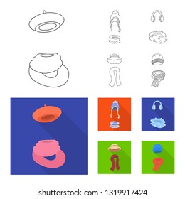 Vector illustration of clothes  and texture sign. Collection of clothes  and weather  stock vector illustration.