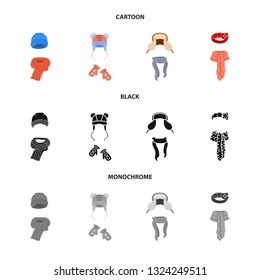 Vector illustration of clothes  and texture sign. Set of clothes  and weather  stock symbol for web.