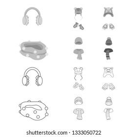 Vector illustration of clothes  and texture sign. Collection of clothes  and weather  vector icon for stock.