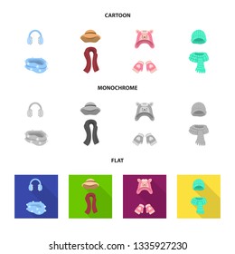 Vector illustration of clothes  and texture sign. Set of clothes  and weather  stock symbol for web.
