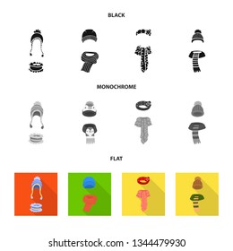 Vector illustration of clothes  and texture sign. Collection of clothes  and weather  stock vector illustration.