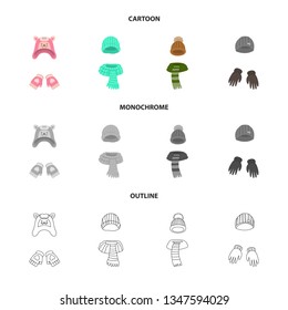 Vector illustration of clothes  and texture sign. Set of clothes  and weather  stock symbol for web.