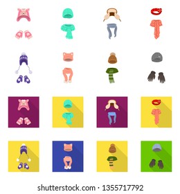 Vector illustration of clothes  and texture sign. Set of clothes  and weather  stock symbol for web.