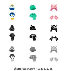 Vector illustration of clothes  and texture sign. Collection of clothes  and weather  vector icon for stock.