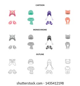 Vector illustration of clothes and texture sign. Collection of clothes and weather stock symbol for web.