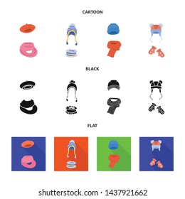 Vector illustration of clothes and texture sign. Collection of clothes and weather stock vector illustration.