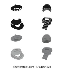 Vector illustration of clothes and texture sign. Set of clothes and weather vector icon for stock.