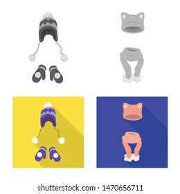 Vector illustration of clothes and texture sign. Set of clothes and weather vector icon for stock.