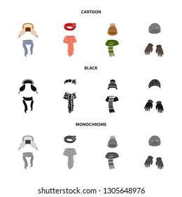 Vector illustration of clothes  and texture symbol. Set of clothes  and weather  stock symbol for web.