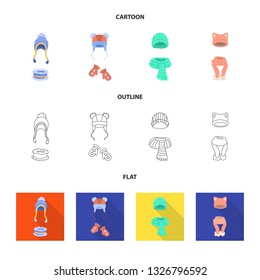 Vector illustration of clothes  and texture symbol. Set of clothes  and weather  vector icon for stock.
