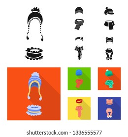 Vector illustration of clothes  and texture symbol. Set of clothes  and weather  stock symbol for web.