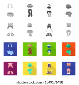 Vector illustration of clothes  and texture symbol. Set of clothes  and weather  vector icon for stock.