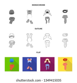 Vector illustration of clothes  and texture symbol. Collection of clothes  and weather  stock symbol for web.