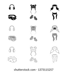 Vector illustration of clothes  and texture symbol. Set of clothes  and weather  stock symbol for web.