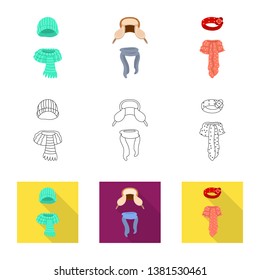 Vector illustration of clothes  and texture symbol. Collection of clothes  and weather  stock vector illustration.