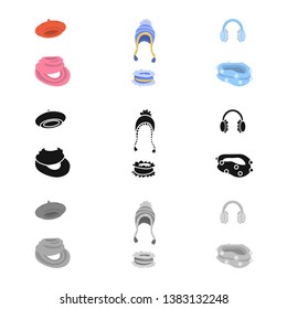 Vector illustration of clothes  and texture symbol. Set of clothes  and weather  vector icon for stock.